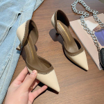 2024 Naiste k&otilde;rge kontsaga sussid Elegantsed moekad terava ninaga k&otilde;rge kontsaga naiste sandaalid Suvine mood Peo- ja ballikingad Naiste kingad 34 beež