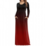 Naiste mood vabaajaprinteriga &uuml;mara kaelusega pikkade varrukatega eriti pikk taskutega kleit L sinine