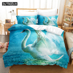 3D prindiga loomadega luigevoodipesukomplekt udusuletekk padjap&uuml;&uuml;riga topelt &uuml;he kuninga suuruses EU single(135x200cm)