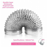 Universaalne alumiiniumfooliumist ventilatsioonikanal &otilde;hupuhastitele ja vannitoa v&auml;ljat&otilde;mbele 18cm 3m exhaust pipe