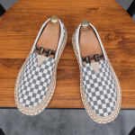 Uued Meeste L&otilde;uendist Vabaaja Jalan&otilde;ud Suvised Hingavad L&otilde;uendist Slip-on Loafers Street Trend Ruudulised Madalad Kalamehe Kingad 39 hall v&auml;rv