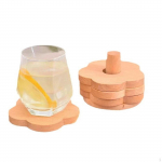Cup Coasters in Flower Design with Holder for Home And Bar Beech