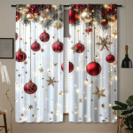 2 tk pidulik j&otilde;uluvana ja kellukese j&otilde;ulukardinakomplekt &ndash; erksad pol&uuml;esterkatted koos varrastega magamistoa elutoa kaunistamiseks 135W185H(CM)53x73in&Grommet Top