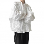 S&uuml;giskevadine lilleline s&auml;rk Rilievo n&ouml;&ouml;biga alla keeratav krae kardigan pikkade varrukatega kardigan vaba keskmise pikkusega tume stiil iga p&auml;ev W M must