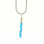 Collier - Apatite - Tube et Spirale - Acier Inoxydable - Bleu N&eacute;on - Bijou Mixte