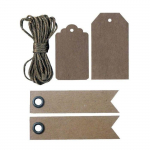 Etiquettes Kraft et Ficelle + 20 &eacute;tiquettes kraft Fanion