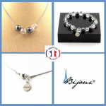 Pierres et Min&eacute;raux. Parure Bracelet Collier 4 Perles Quartz + H&eacute;matite 8 mm. Chaine en Taille personnalisable.