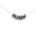 Pierres et Min&eacute;raux. Collier 4 Perles H&eacute;matite multicolore 8 mm Chaine en acier inoxydable.