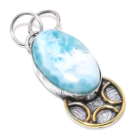 Republic Larimar 925 Sterling Silver Gift Two Tone Pendant 1.97 r1l42