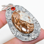 Lemon Chrysoprase, Garnet 925 Sterling Silver Jewelry Pendant 2.48 q4d68