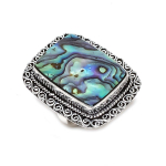 Natural Abalone Shell Gemstone 925 Sterling Silver Jewelry Ring Size 9 i5j20