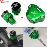 Kawasaki Z900 Z650 Z1000 Z400 Z1000SX Z900RS jaoks m&otilde;eldud mootorrattapeeglite auk, pistikukruvid, korgid ja CNC v&otilde;tme&uuml;mbrise kate Mirror Caps Black