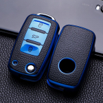 Nahast auto v&otilde;tme&uuml;mbris V&otilde;tmed T&auml;iskattega kaitsekarp VW Volkswagen Polo Tiguan Passat Golf Jetta Lavida Skoda Octavia jaoks punane