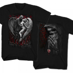 Laheda disainiga Punk Rock Goth Skull Death Wings Grim Reaper T-s&auml;rk Suvine puuvillane l&uuml;hikeste varrukatega O-kaelusega meeste T-s&auml;rk Uus S-3XL S must