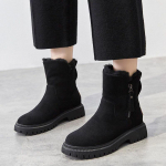 Naiste lumisaapad pahkluuni 2024 Talvised soojad Moodsad disainerplatvormsaapad Gladiaator Non-slip Pl&uuml;&uuml;sist lamedad kingad Karusnahast saapad Suurused 35 must