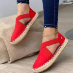Naiste Mokassiinid Vabaaja Sandaalid Slip-on Sandaalid Uued Suvised Ristriba Platvormsandaalid Naiste Kanepist Lamedad Sandaalid 35 punane