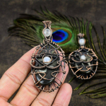 Septarian Stone, Moonstone Copper Wire Wrap Jewelry Pendant 3.35 k9j24
