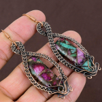 Ruby in Zoisite Handmade Copper Wire Wrap Jewelry Earring 3.23 B9G36