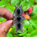 Black Onyx Handmade 925 Sterling Silver Jewelry Ring Size 7 s3d19
