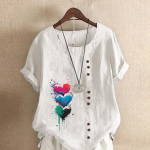 Naiste Mood Armastuse Kuju Prindiga L&uuml;hikeste Varrukatega T-s&auml;rk Vaba Puuvillane S&auml;rk Vabaaja Vaba Suvine Pluus Topid Pluss Suurus S roosa