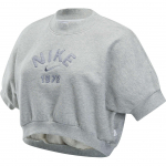 Nike Sportswear Kollektsioon Mugav T&auml;htedega &Uuml;mmarguse Kaelusega L&uuml;hikeste Varrukatega L&uuml;hike Top Naiste topid Melange-hall Hunt-hall HJ0225-050