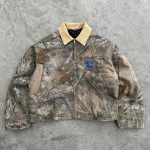 RogueWave Y2K Mood Camouflage Meeste Jakk Ameerika Stiil T&auml;navakihid V-kaelusega Polo Topp Vana Muster Mehed Naised Harajuku Huppar S gray