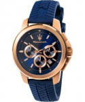 Maserati Successo Lifestyle Kronograaf Kummirihm Sinine sihver Kvarts R8871621034 Meeste k&auml;ekell
