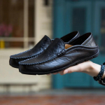 Suvemood Meeste Mokassiinid Itaalia Vabaaja Luksusbr&auml;ndi Meeste Kingad Ehtne Nahk Mokassiinid Kerged Hingavad Slip-on Paadikingad 37 must