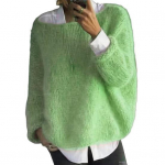 Naiste kampsun &uuml;mara kaelusega pikkade varrukatega lahtise l&otilde;ikega kudumistopid hingav lahtine 2XL roheline