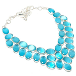 Natural Blue Monalisa Gemstone 925 Sterling Silver Jewelry Necklace 18 y1y15