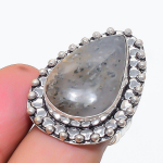 Natural Lodolite Quartz Gemstone 925 Sterling Silver Jewelry Ring Size 6.5 g1g45