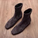 Madalad saapad pahkluuni Suede Soojad Naiste Kingad Talvine Br&auml;nd Ruudukujuline nina Vabaaja Chelsea 2025 Trend Madalad kontsad Lumisaapad Mujer Zapatos 35 hall v&auml;rv
