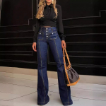 Naiste mood Denim vabaaja &uuml;hev&auml;rviline printimine k&otilde;rge v&ouml;&ouml;kohaga n&ouml;&ouml;bid p&uuml;ksid ja kapriid XXL must