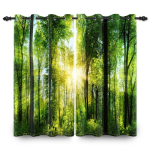 2 tk Metsamaastik Pimendavad Kardinad Roheline Loodusmaastik Magamistoale Elutoale Soojustatud Ruumipimendavad Kardinad 53x137cm 2pcs black