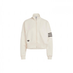 Adidas Originals Trefoil Logo K&otilde;rge kraega 3-triibuline lukuga spordijakk Naiste jakk Miracle-White IB7316 L