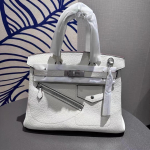 Uue stiili pealiskihist lehmanahast needitud nahkkott BK25/30 Ehtsast nahast naiste kott suure mahutavusega k&auml;ekott 25x12x19cm valge