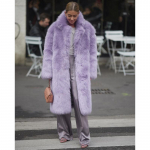 Talvine naiste plusssuuruses pikkade juustega mantel Moodne t&auml;navahipsteri kunstkarusnahast karusnahast mantel S lavendel