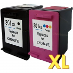 Pakk 2 &uuml;hilduvat kassetti HP 301 XL - ENVY 4502 - 1 must ja 1 v&auml;rviline