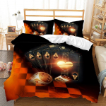 3D k&otilde;rglahutusega pokkeriga tr&uuml;kitud voodipesukomplekt kaardimustrilise suleteki ja padjap&uuml;&uuml;riga 2/3 t&uuml;kki pestav ja kiiresti kuivav kodukaunistus Baby 100x135cm