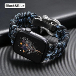 Survival V&auml;litingimuste punutud rihm Apple Watchile 49mm 45mm 44 42mm K&ouml;isrihm Iwatchile 7 6 5 4 8 9 10 SE 40mm 41mm Nailonk&auml;ev&otilde;ru 38 40 41 S10-42mm