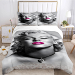 Marilyn Monroe tekikott tekk Hirm Voodipesukomplektid Pehme tekikate ja padjap&uuml;&uuml;rid teismelistele poistele &Uuml;he-kahekohaline QueenKing 135X200cm-2pcs gray