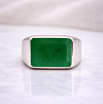 Roheline smaragd kaheksakantse l&otilde;ikega pitsers&otilde;rmus, 925 prooviga t&auml;issterlings&otilde;rmus, k&auml;sitsi valmistatud boheemlaslik s&otilde;rmus, pulmas&otilde;rmus 12 vask