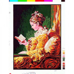 Canevas P&eacute;n&eacute;lope Antique Jeune fille lisant 30x40cm