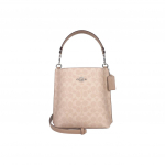 Coach Mollie Klassikaline Prinditud Logoga Kunstnahast &Auml;mbrimuster Kotid Naistele Piimatee CBQ33-SVPWH Basic Set (Bag+Dust Bag)