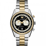 Emporio Armani kahetooniline roostevabast terasest meeste kvarts kronograaf kuup&auml;evaga AR11678 must