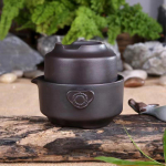 Keraamika musta tee komplekt Sisaldab 1 kannu 1 tassi, Reisi teekann elegantne gaiwan, Kaunis ja lihtne teekann, kung fu teekomplekt must
