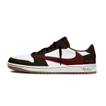 Jordan x Travis Scott Air Jordan 1 Valge Pruun Vein Punane Keskel Libisemiskindel Madal L&otilde;ige Vintage Korvpallijalatsid Naiste DZ4137-700(Meeskond2042- ) 35.5