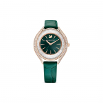 Swarovski kvartsmehhanismiga 50M veekindel kell 35,5 mm roheline sihver PVD-kattega korpus nahkrihm Naiste kellad 5644078 Green Dial