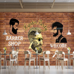 Raseerimissalongi tapeet Trend Juuksuriteenused Meeste salongi tapeet T&ouml;&ouml;stuslik dekoratsioon Seinamaal 200 cm(W) x 140 cm(H)