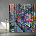 V&auml;rviline Graffiti Du&scaron;ikardin Abstract Art Kodu Loov Vannitoakardinad Dekor Veekindel Pol&uuml;esterkangas 12 Konksuga W180H230(CM)-1 Pcs